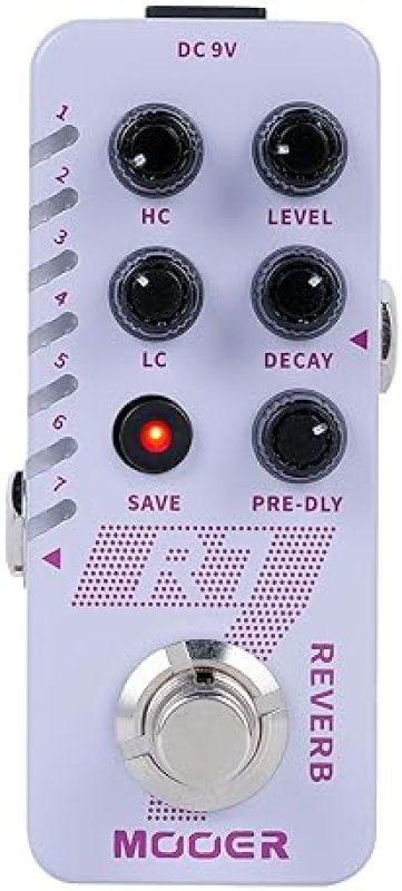 MOOER R7 GUITAR REVERB PEDAL 7 CLASSIC REVERB TYPES, PRESETS, HIGH LOW CUT, TRAIL ON, BUFFER BYPASS