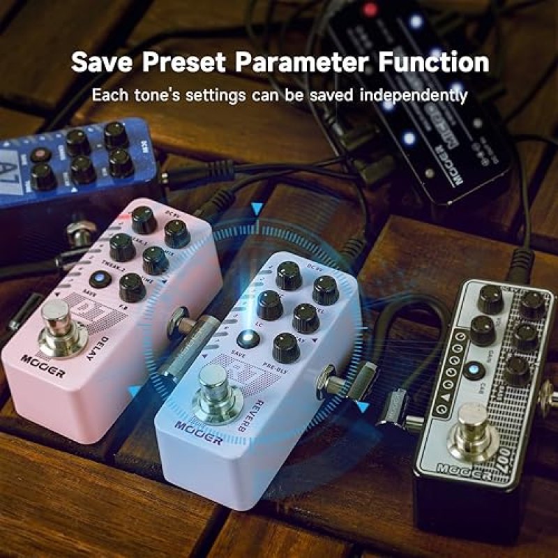 MOOER R7 GUITAR REVERB PEDAL 7 CLASSIC REVERB TYPES, PRESETS, HIGH LOW CUT, TRAIL ON, BUFFER BYPASS