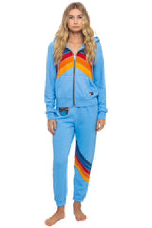 AVIATOR NATION MOUNTAIN STITCH CHEVRON 4 ZIP HOODIE - SKY