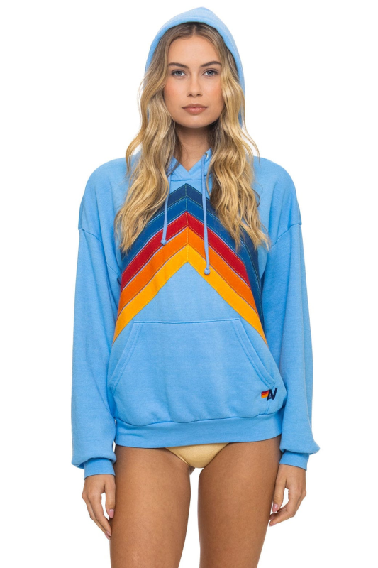 AVIATOR NATION MOUNTAIN STITCH CHEVRON PULLOVER HOODIE RELAXED - SKY