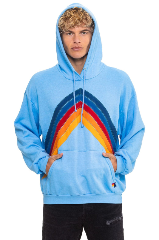AVIATOR NATION MOUNTAIN STITCH CHEVRON PULLOVER HOODIE RELAXED - SKY
