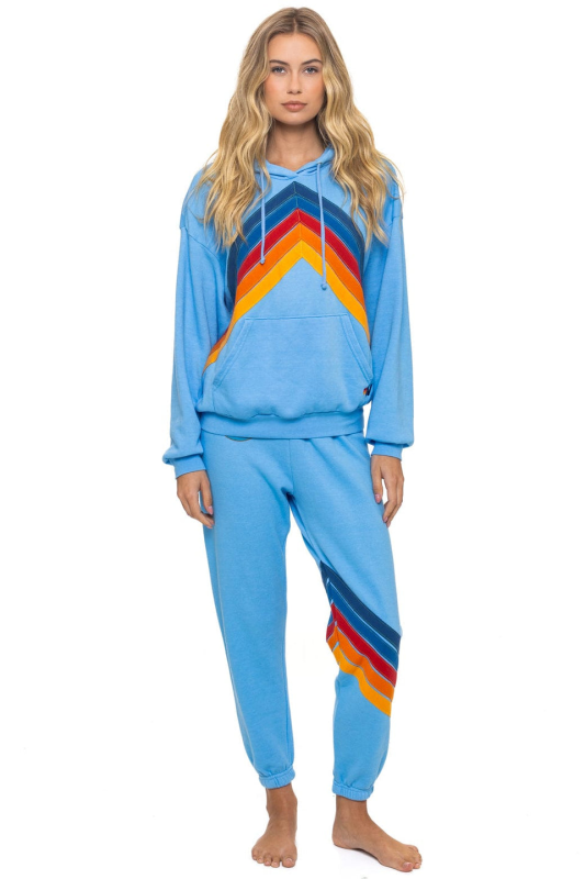 AVIATOR NATION MOUNTAIN STITCH CHEVRON PULLOVER HOODIE RELAXED - SKY
