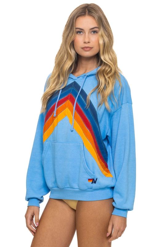 AVIATOR NATION MOUNTAIN STITCH CHEVRON PULLOVER HOODIE RELAXED - SKY