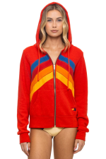 AVIATOR NATION MOUNTAIN STITCH CHEVRON 4 ZIP HOODIE - RED