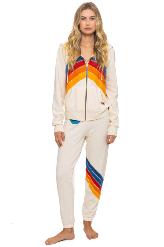 AVIATOR NATION ALL SEASONS CIRCLE CHEVRON SWEATPANTS - VINTAGE WHITE