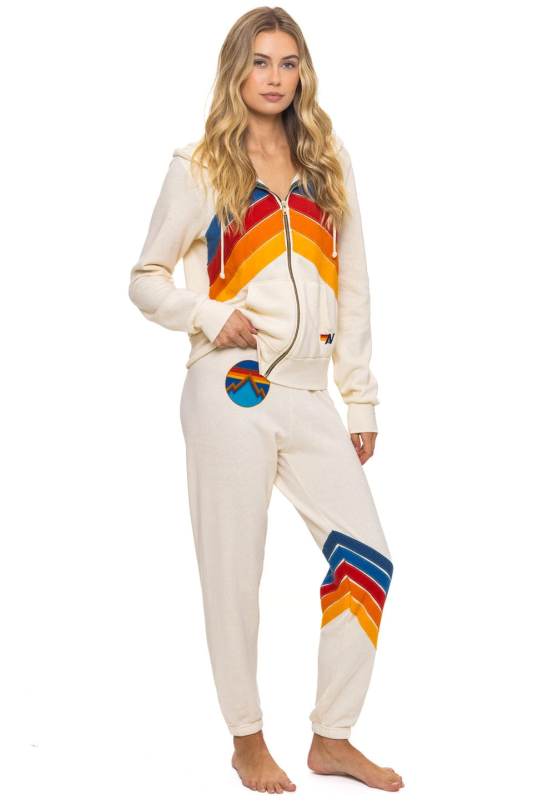 AVIATOR NATION ALL SEASONS CIRCLE CHEVRON SWEATPANTS - VINTAGE WHITE