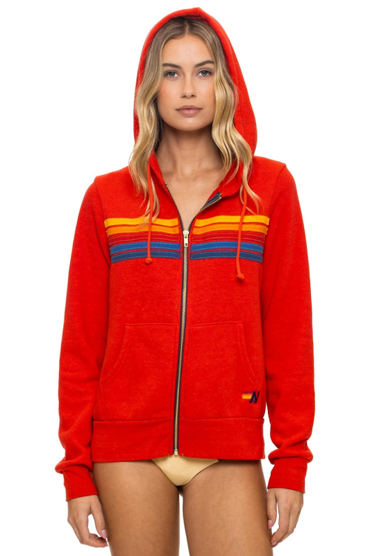 AVIATOR NATION 5 STRIPE HOODIE - RED