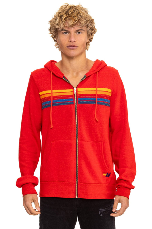 AVIATOR NATION 5 STRIPE HOODIE - RED