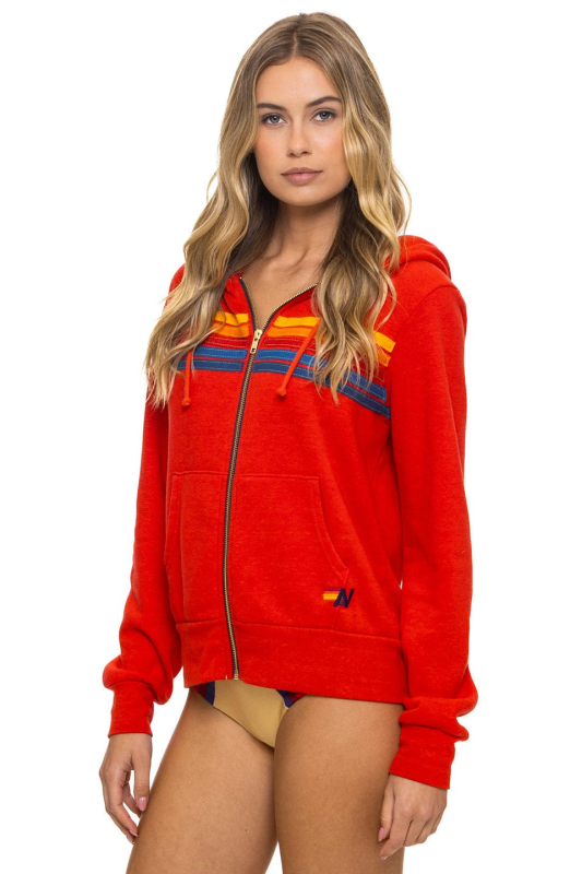 AVIATOR NATION 5 STRIPE HOODIE - RED