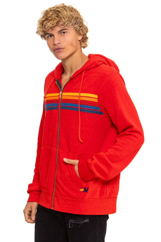 AVIATOR NATION 5 STRIPE HOODIE - RED