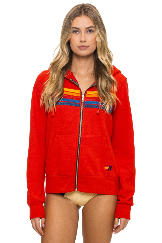 AVIATOR NATION 5 STRIPE HOODIE - RED