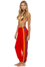 AVIATOR NATION 5 STRIPE SWEATPANTS - RED