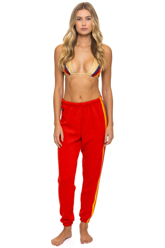 AVIATOR NATION 5 STRIPE SWEATPANTS - RED