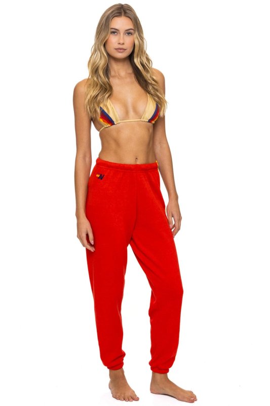 AVIATOR NATION 5 STRIPE SWEATPANTS - RED