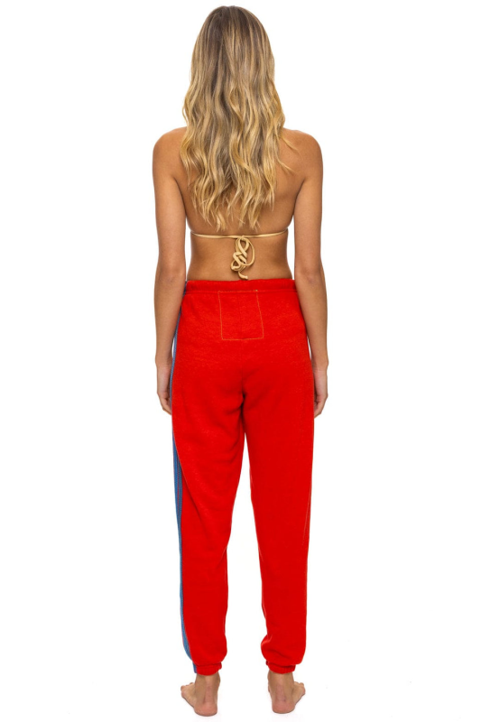 AVIATOR NATION 5 STRIPE SWEATPANTS - RED