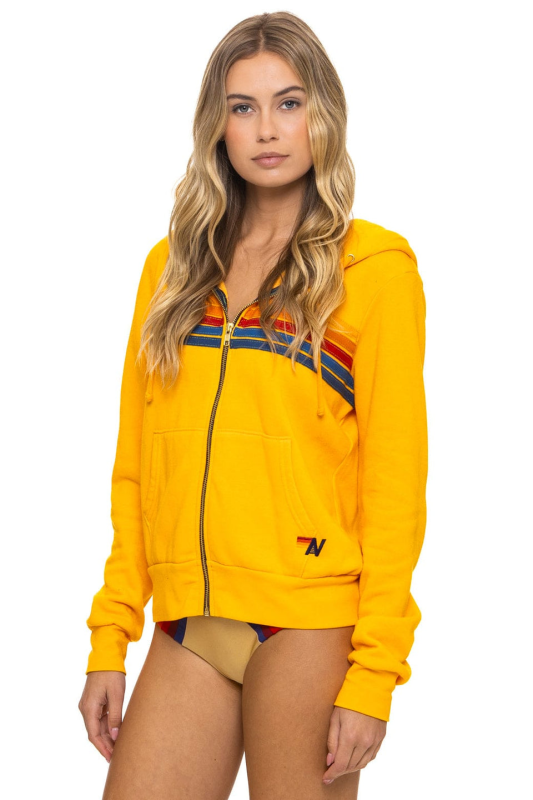 AVIATOR NATION 5 STRIPE HOODIE - GOLD
