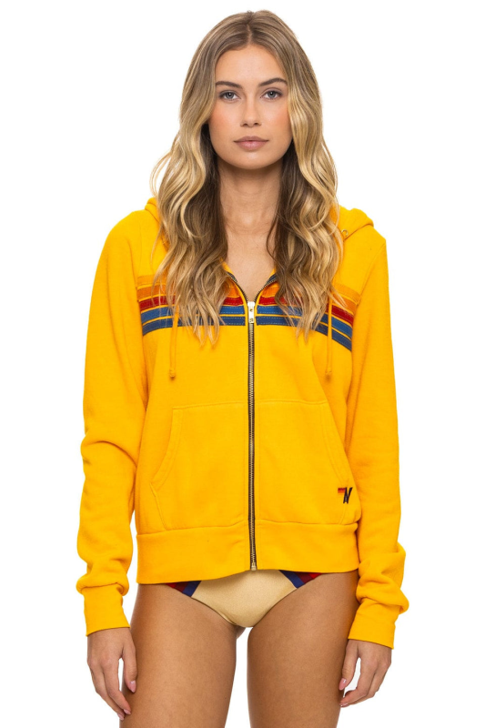 AVIATOR NATION 5 STRIPE HOODIE - GOLD