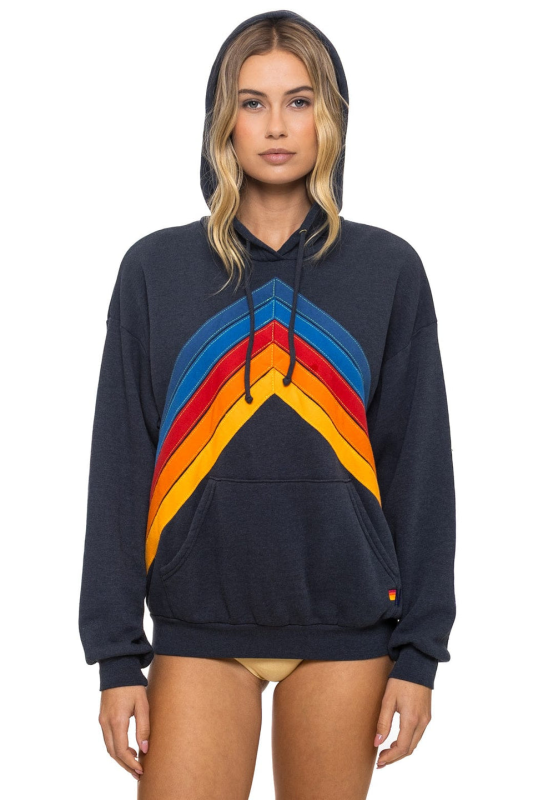 AVIATOR NATION MOUNTAIN STITCH CHEVRON PULLOVER HOODIE RELAXED - CHARCOAL