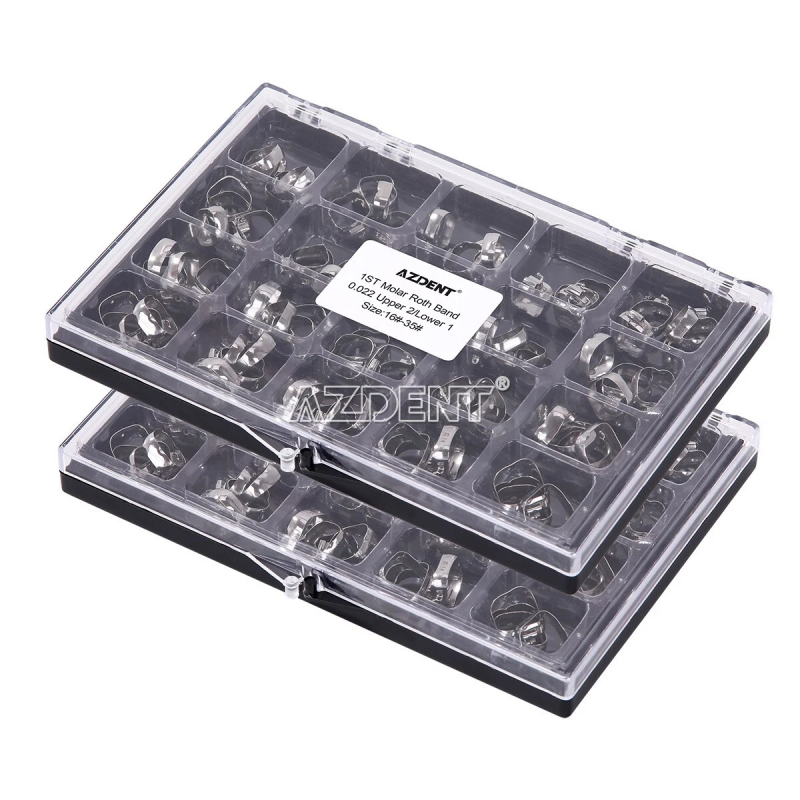 AZDENT DENTAL ORTHODONTIC BUCCAL TUBES 1ST MOLAR ROTH/MBT 022 16#-35# WITH BANDS