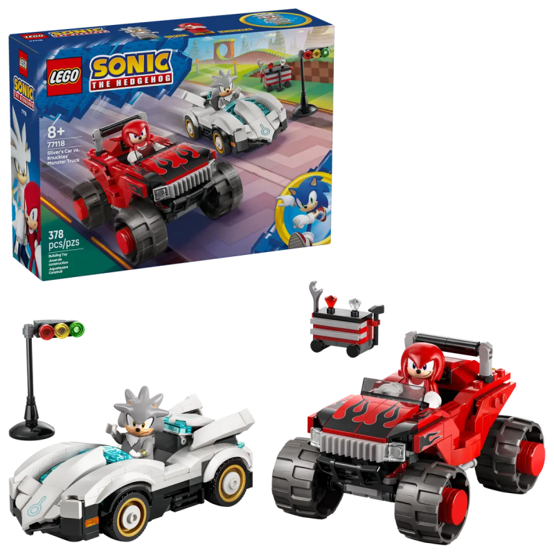LEGO SILVER'S CAR VS. KNUCKLES' MONSTER TRUCK