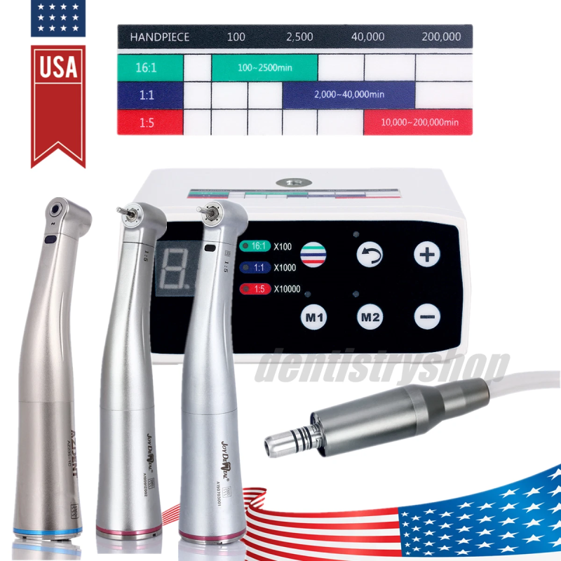 AZDENT DENTAL BRUSHLESS LED ELECTRIC MICRO MOTOR/1:5/1:1 INCREASING FIBER HANDPIECE