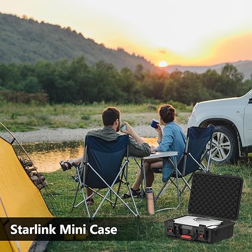 STARLINK MEKEET WATERPROOF HARD CASE FOR STARLINK MINI DISH WITH DUAL CARRY FOAM, TRAVEL READY