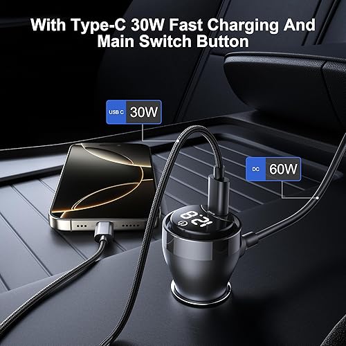 STARLINK MINI 16AWG WATERPROOF DC CABLE WITH SWITCH CIGARETTE LIGHTER ADAPTER 12V-48V 10FT