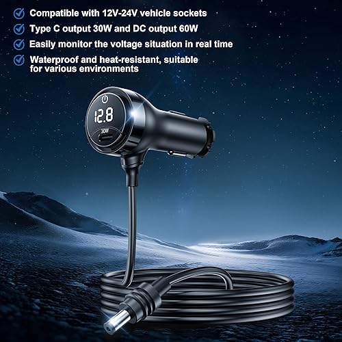 STARLINK MINI 16AWG WATERPROOF DC CABLE WITH SWITCH CIGARETTE LIGHTER ADAPTER 12V-48V 10FT