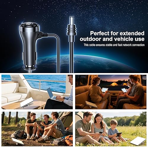STARLINK MINI 16AWG WATERPROOF DC CABLE WITH SWITCH CIGARETTE LIGHTER ADAPTER 12V-48V 10FT