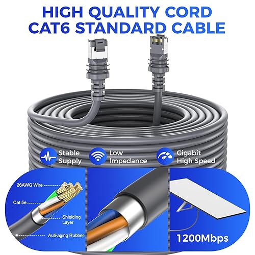 STARLINK OHMVOLTA 150FT WATERPROOF ETHERNET CABLE FOR STARLINK GEN 3 STANDARD MINI SATELLITE RV MARINE