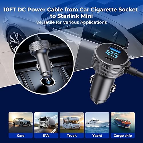 STARLINK MINI 3-IN-1 CAR CHARGER CABLE 12V-48V WITH DIGITAL DISPLAY USB C PD 40W USB A 35W