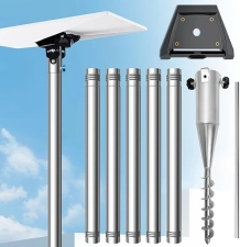 STARLINK GEN 3 POLE MOUNT KIT 10FT STAINLESS STEEL WITH NO-DIG SPIRAL GROUND ANCHOR ADAPTER