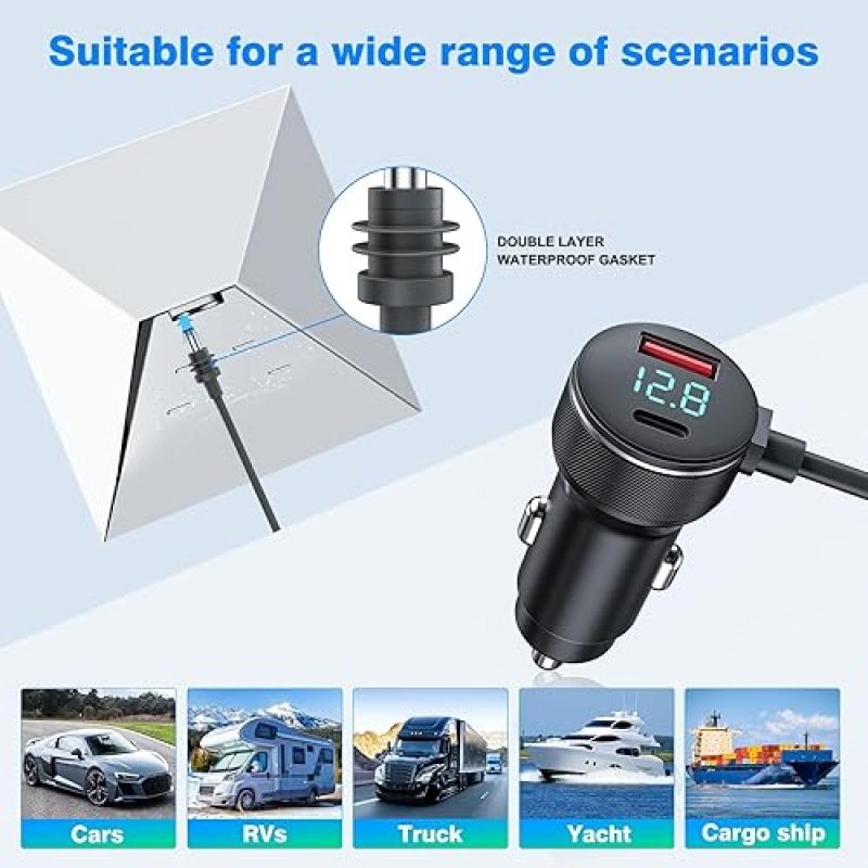 STARLINK MINI 10FT USB C A HIGH-SPEED CAR CHARGER CABLE 12-48V WATERPROOF ADAPTER