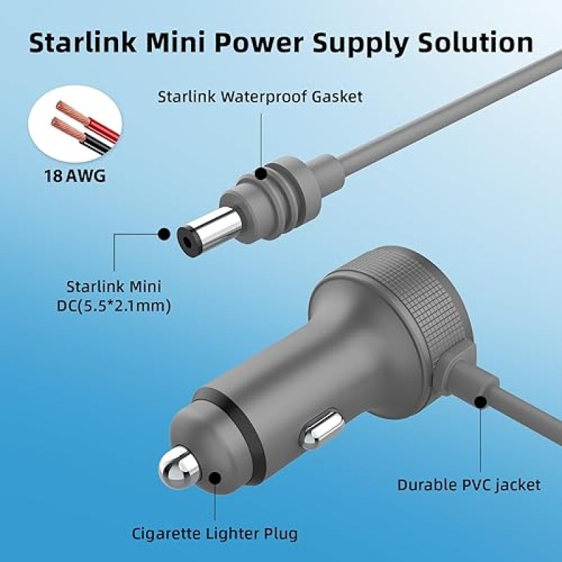 STARLINK MINI CAR CHARGER ADAPTER 12V-48V WATERPROOF ALUMINUM ALLOY SHELL WITH PROTECTIONS 3M