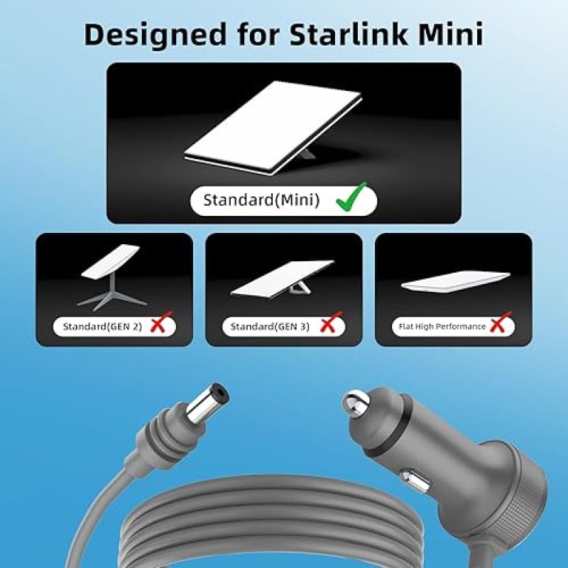 STARLINK MINI CAR CHARGER ADAPTER 12V-48V WATERPROOF ALUMINUM ALLOY SHELL WITH PROTECTIONS 3M