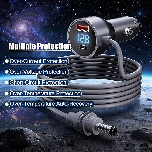 STARLINK MINI 10FT POWER CORD 12V-24V WITH CAR CHARGER VOLTAGE DISPLAY FOR CAR RV SUV SHIP