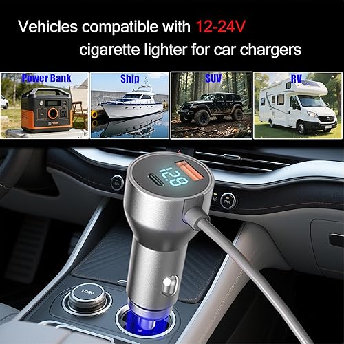 STARLINK MINI 10FT POWER CORD 12V-24V WITH CAR CHARGER VOLTAGE DISPLAY FOR CAR RV SUV SHIP