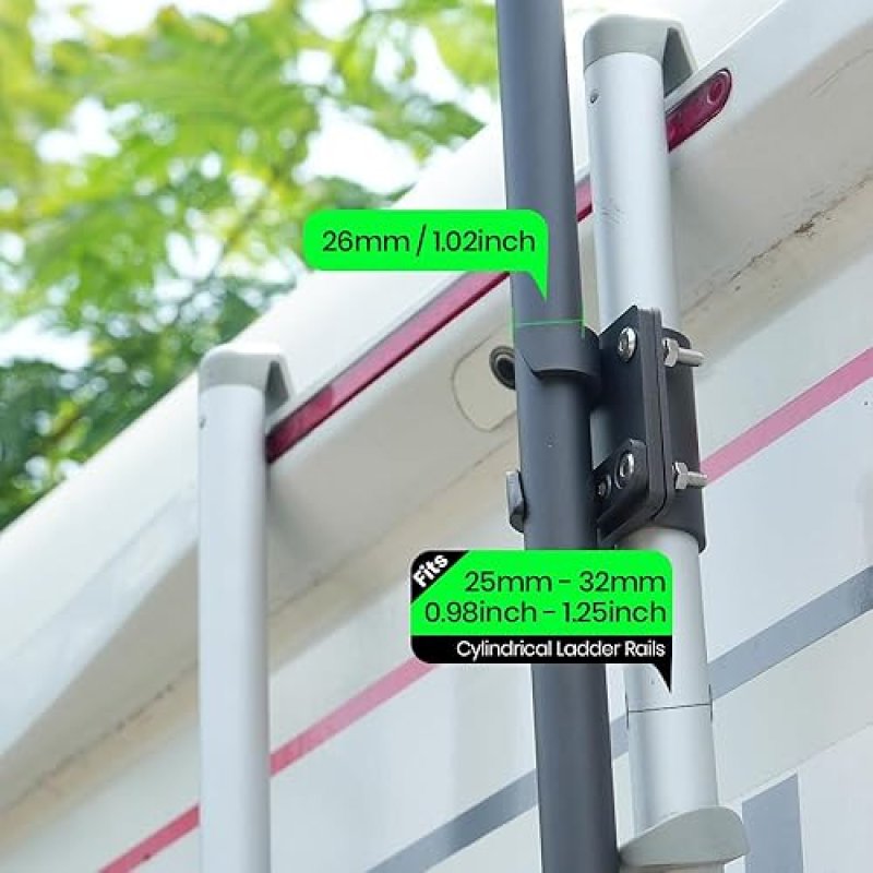 STARLINK FLAG POLE MOUNT BRACKET FOR RV LADDERS FITS 25-32MM RAILS GEN 2 V2 COMPATIBLE