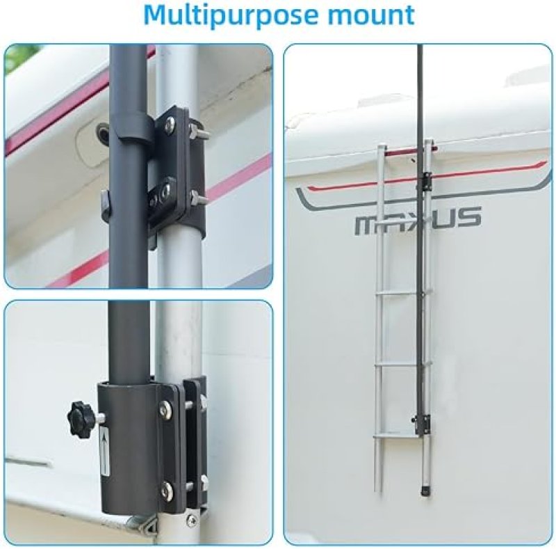 STARLINK FLAG POLE MOUNT BRACKET FOR RV LADDERS FITS 25-32MM RAILS GEN 2 V2 COMPATIBLE