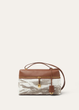 LORO PIANA EXTRA BAG L27  VIRGIN WOOL, CASHMERE MISTY GREY/WINTER GRAVEL/MOLE/SUN GOLD
