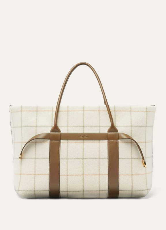 LORO PIANA GHIERA SHOPPER LARGE  CASHMERE TARTAN/SALTY CAPERS/SUN GOLD