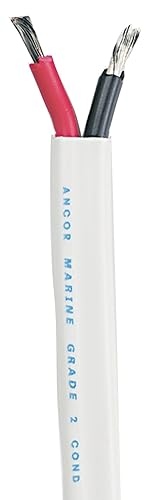 ANCOR MARINE GRADE PRODUCTS 121710 DUPLEX CABLE, 16/2 AWG (2 X 1MM2), FLAT - 100FT,BLACK/RED