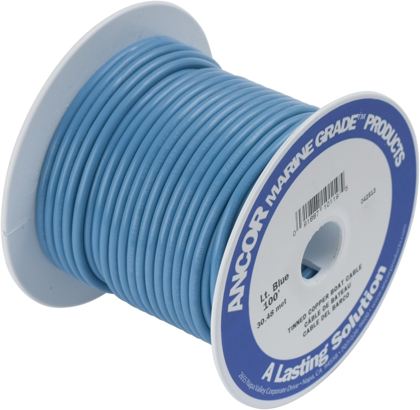 ANCOR MARINE GRADE ELECTRICAL PRIMARY TINNED COPPER BOAT WIRING (16-GAUGE, LIGHT BLUE, 100-FEET)