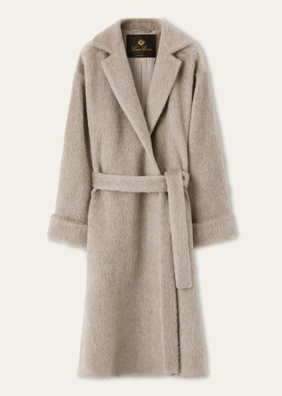 LORO PIANA MARIA COAT  ALPACA, VIRGIN WOOL LOTUS POD
