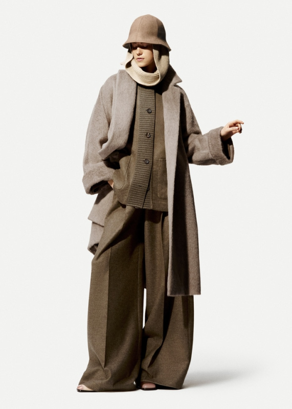 LORO PIANA MARIA COAT  ALPACA, VIRGIN WOOL LOTUS POD