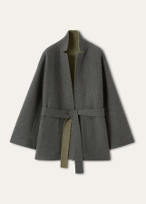 LORO PIANA ROMY COAT  BABY CASHMERE BRUSHWOOD MELANGE/SAGE GREEN MELANGE
