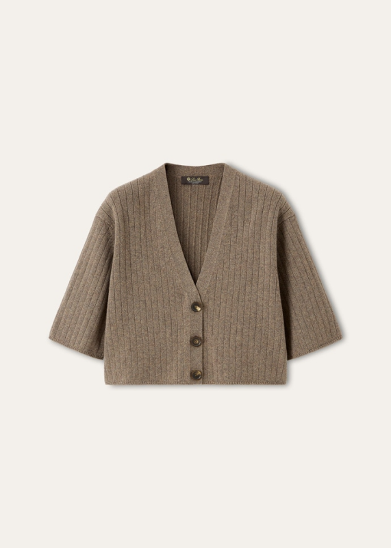 LORO PIANA BABY COSTE CARDIGAN  BABY CASHMERE RUSTIC BROWN MEL