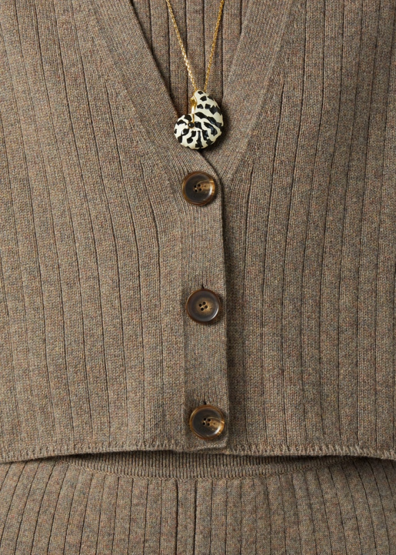 LORO PIANA BABY COSTE CARDIGAN  BABY CASHMERE RUSTIC BROWN MEL