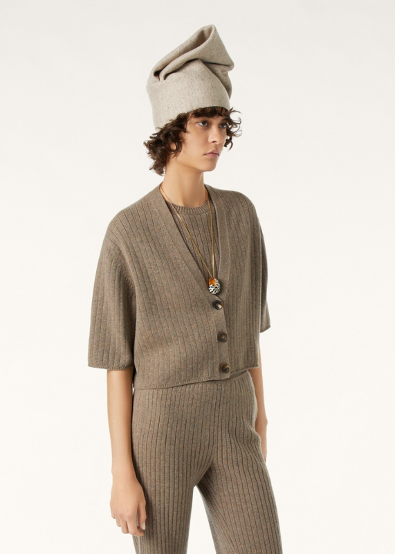 LORO PIANA BABY COSTE CARDIGAN  BABY CASHMERE RUSTIC BROWN MEL