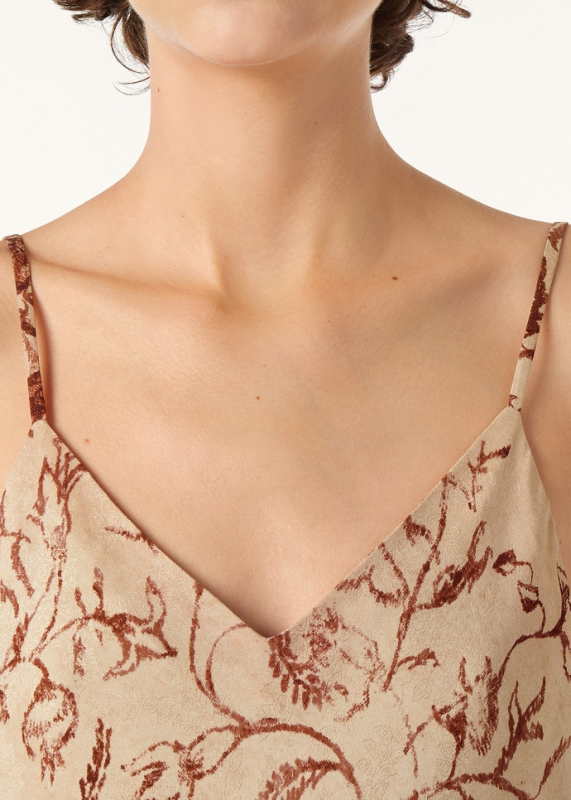 LORO PIANA MARIAN DRESS  SILK BEIGE/BORDEAUX